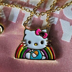 Bundle 3 HK Items for $10: Hello Kitty Gold Rainbow Pendant Necklace 18"